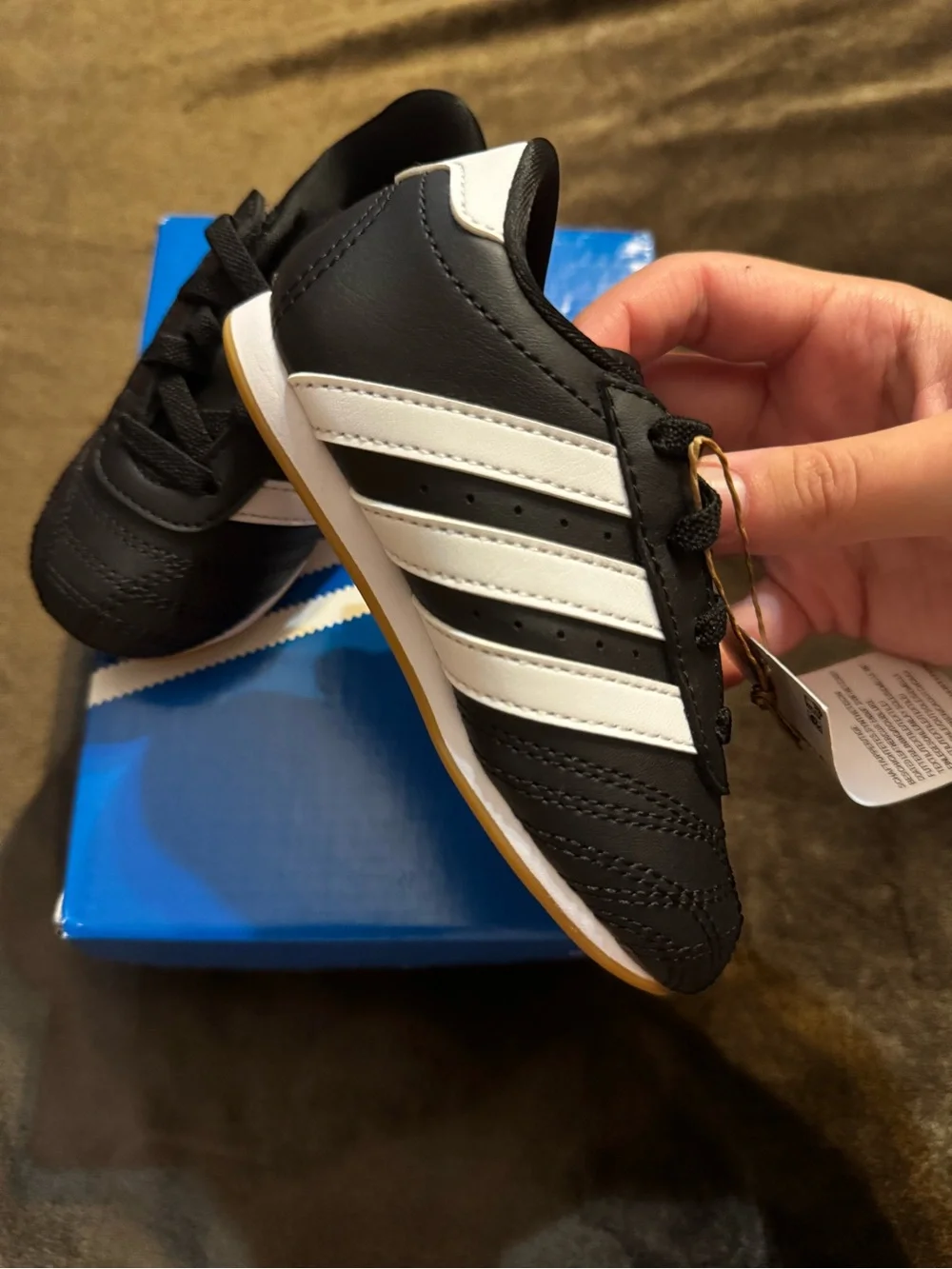 adidas Kids Black and White Classic Stripe Sneakers